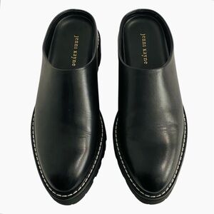 Jenni Kayne Leather Lug Mules Size 9 Black